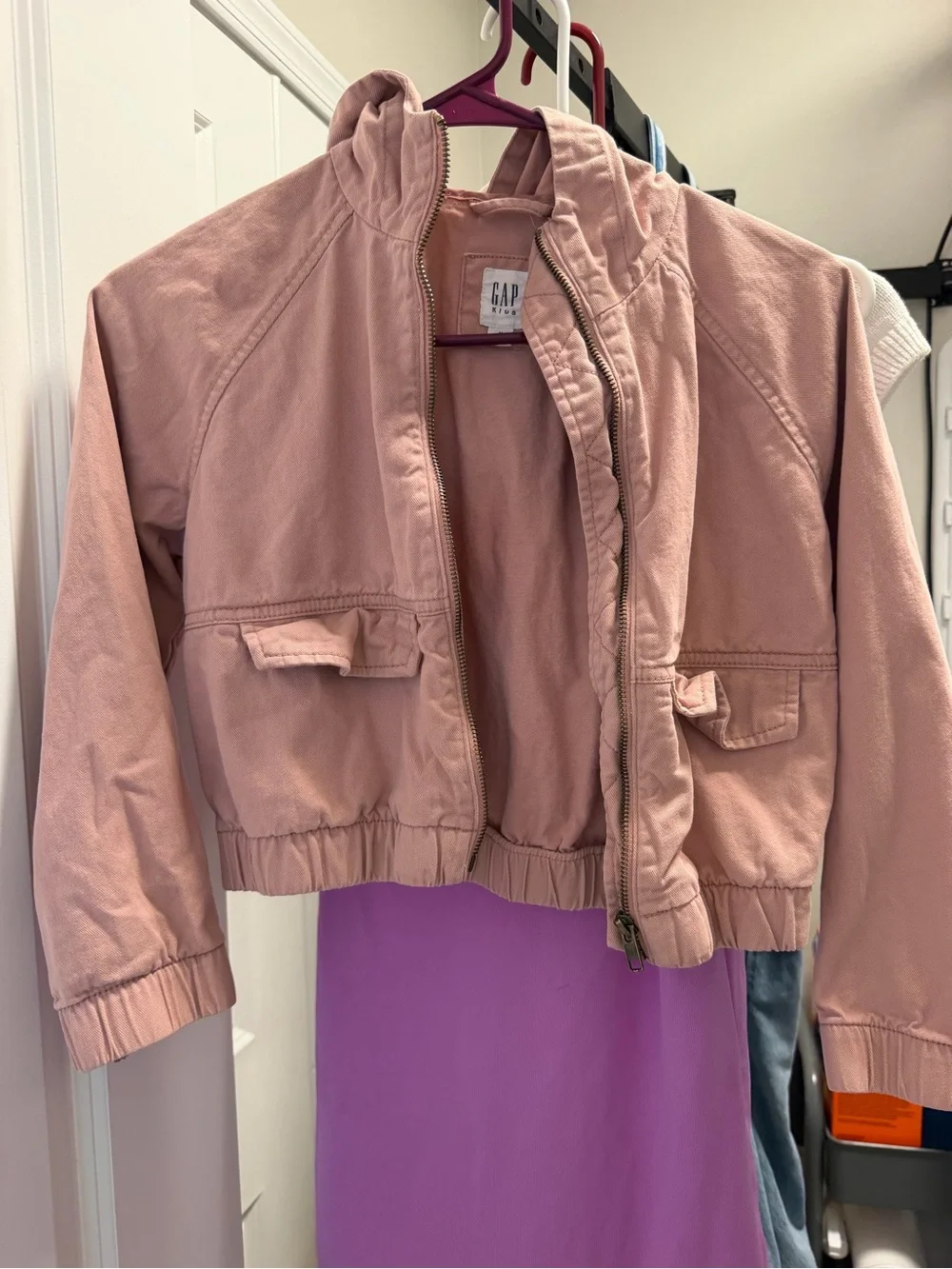 GAP Girls Dusty Pink Cropped Bomber Jacket